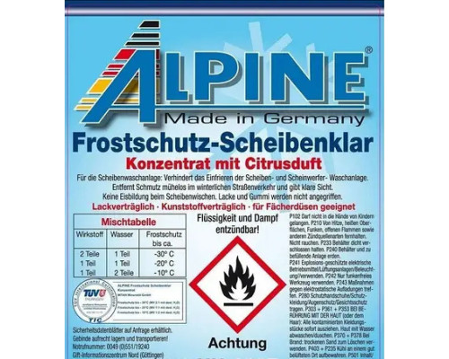 Стеклоочиститель Alpine Frostschutz Scheibenklar -60°C 5l (Цитрус)