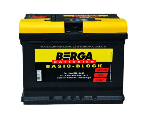 BERGA Basic Block 6СТ-60Ah АзЕ 540A (EN) 